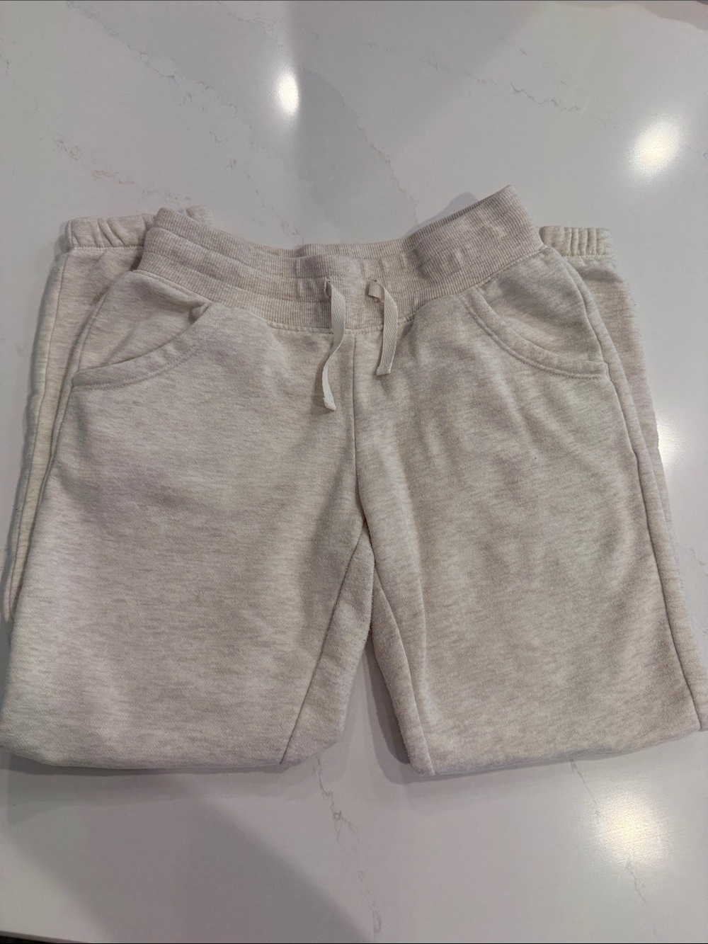 Kids Neutral Cream Joggers- Soft Drawstring Lounge Bottoms
